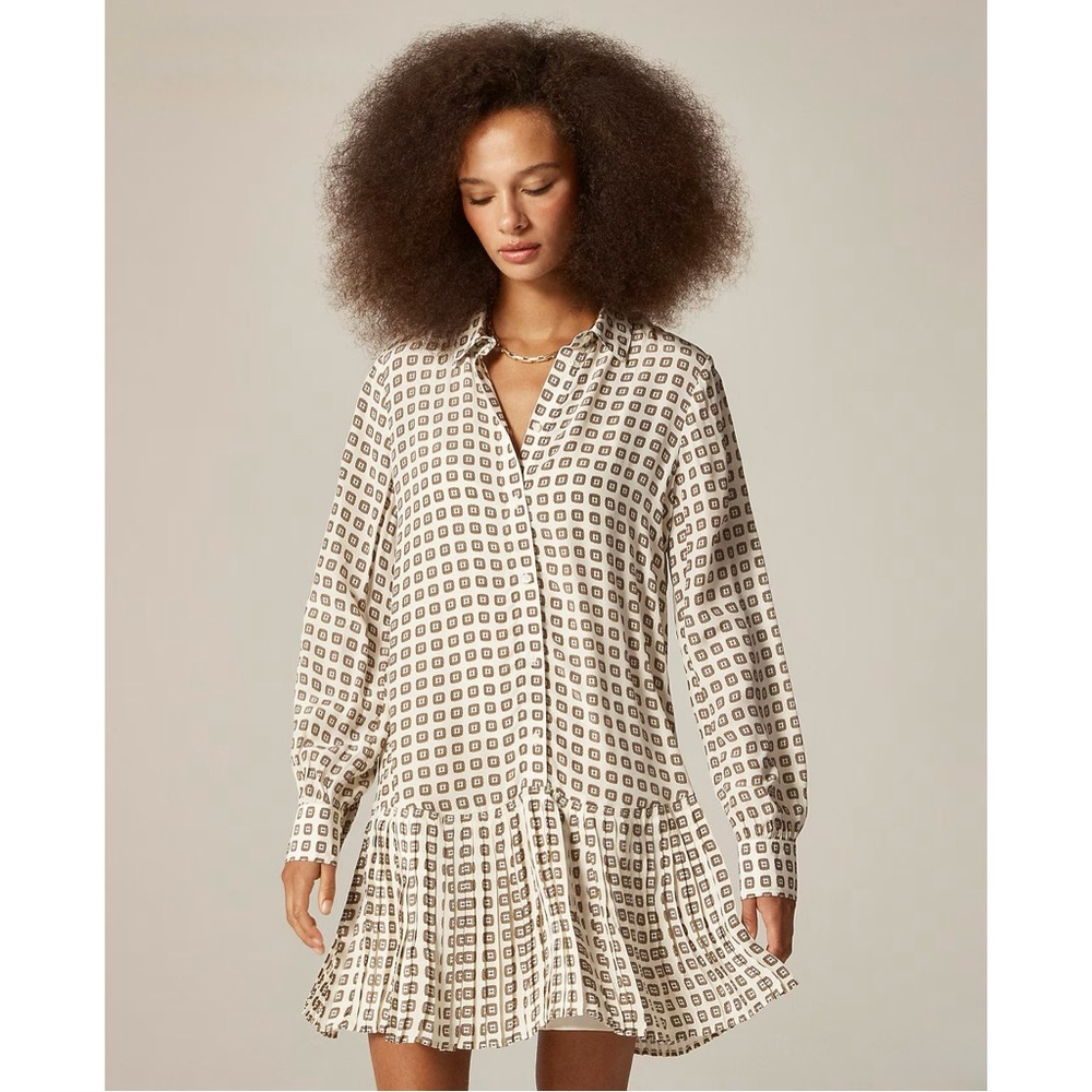 NWT J. Crew New Amelia Shirt-dress Foulard Print Ivory Lace